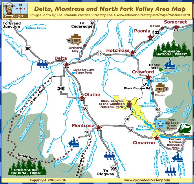 Map of the North Fork Valley, Colorado